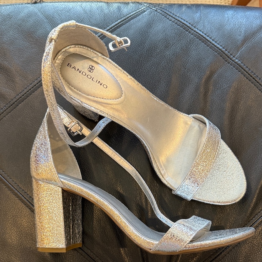 Bandolino Glittering Silver Block Heels